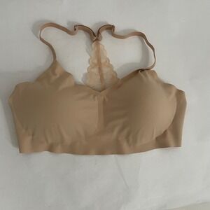 True & Co Women's XL Beige Wireless Bra Lace Racerback Comfort